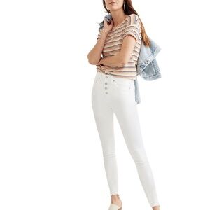 Madewell 10'  High - Rise Front Button Skinny Jeans White Sz 32T